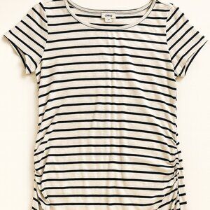 Heart & Hips Maternity T-Shirt Style Dress SS Sz L Black And White Striped- M002